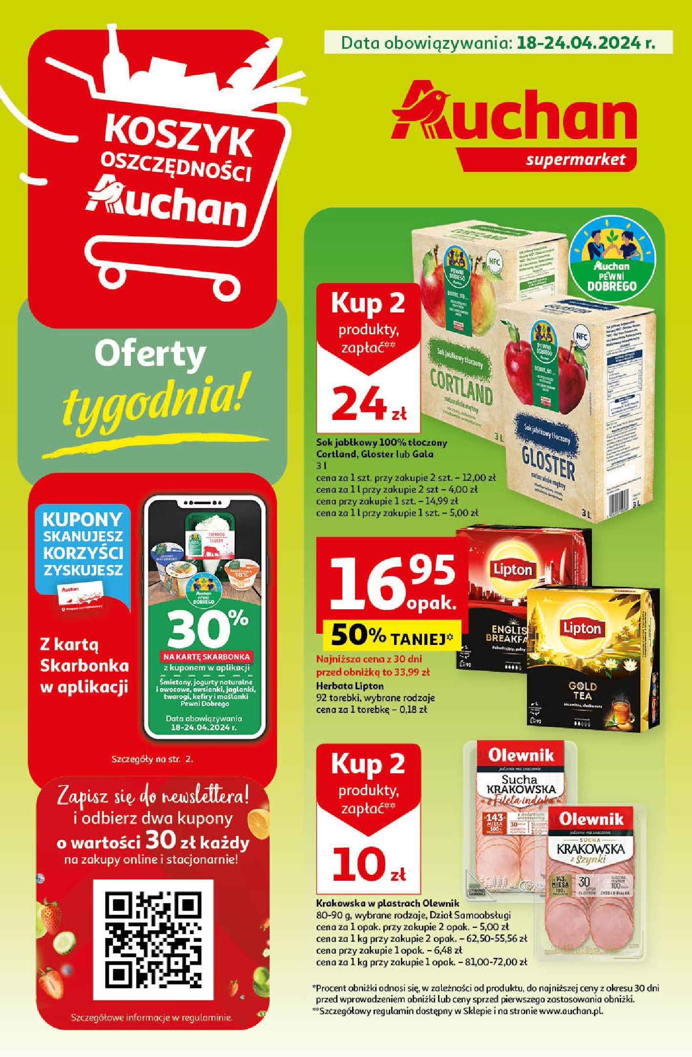 Gazetka Auchan: Gazetka Auchan Supermarket od 18.04.2024 aktualna - 17.04.2024