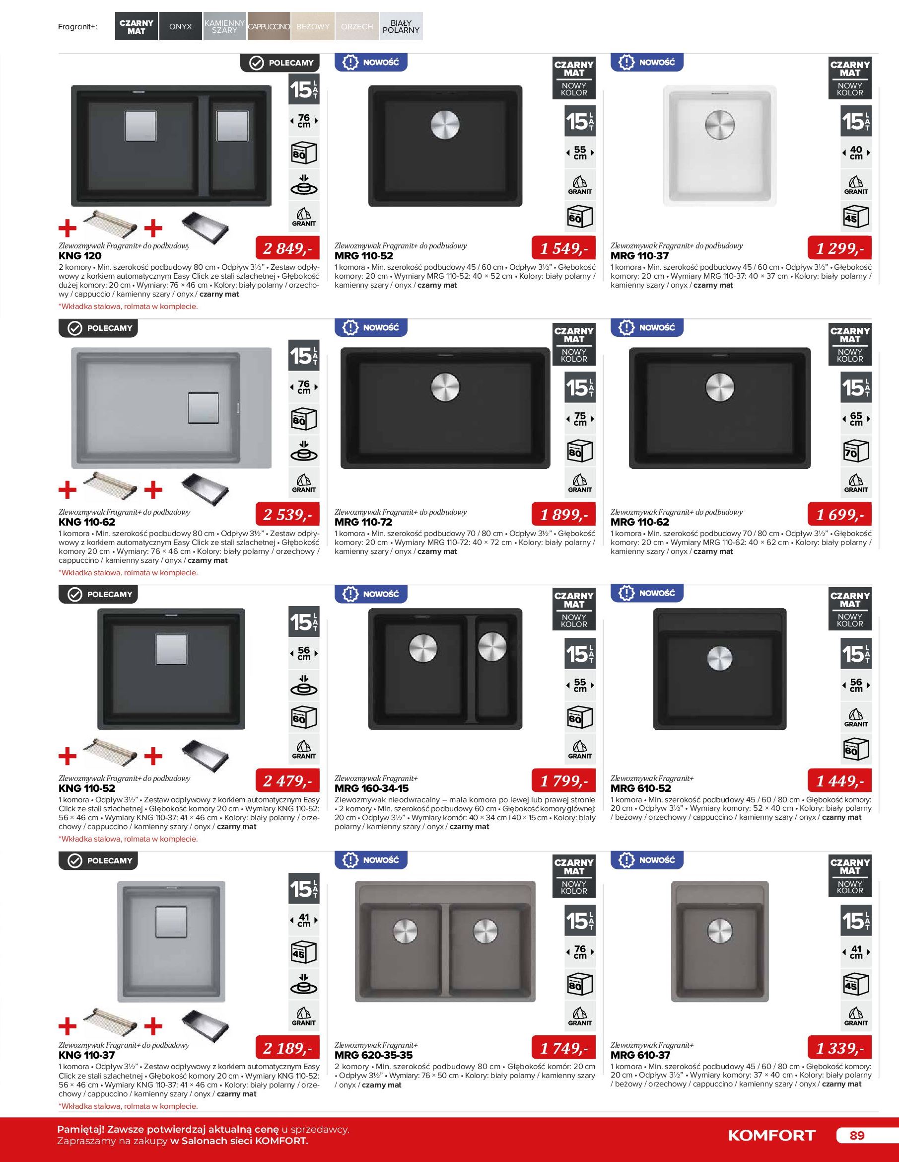 Gazetka Komfort: Katalog Komfort - Urządzenia AGD/zlewozmywaki/ baterie kuchenne 2022-11-03 page-89