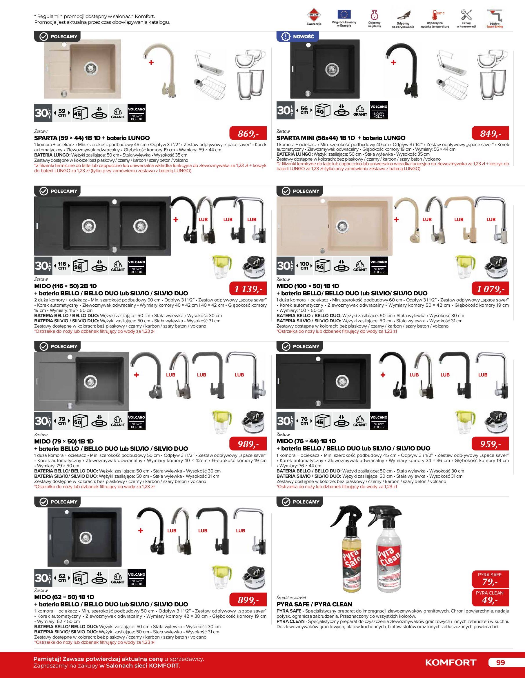 Gazetka Komfort: Katalog Komfort - Urządzenia AGD/zlewozmywaki/ baterie kuchenne 2022-11-03 page-99