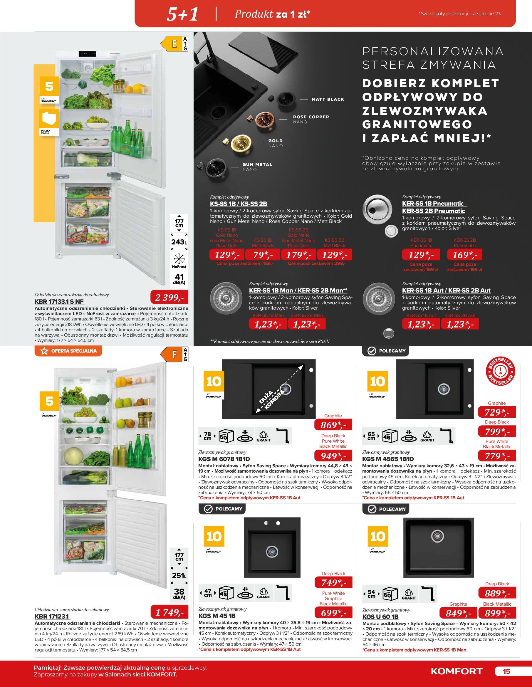 Gazetka Komfort: Katalog Komfort - Urządzenia AGD/zlewozmywaki/ baterie kuchenne 2022-11-03 page-15