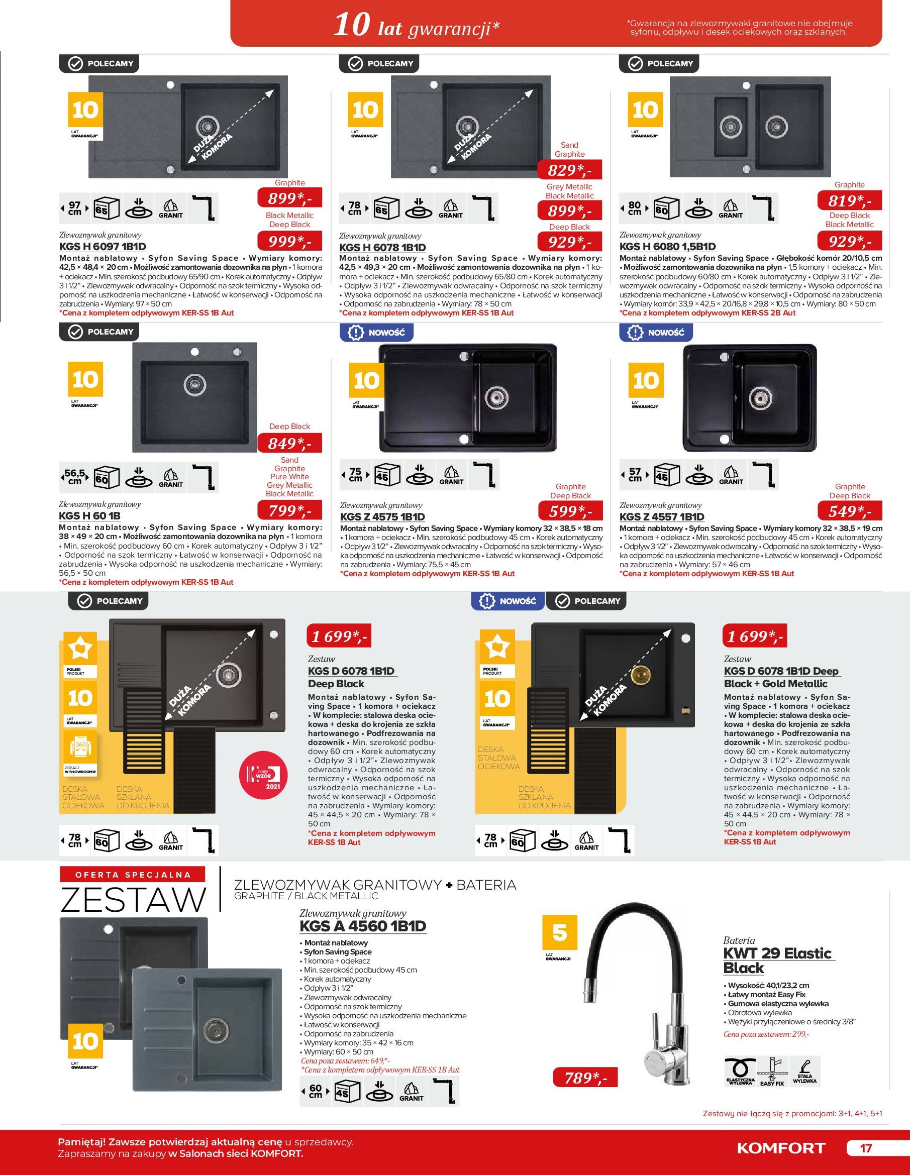 Gazetka Komfort: Katalog Komfort - Urządzenia AGD/zlewozmywaki/ baterie kuchenne 2022-11-03 page-17