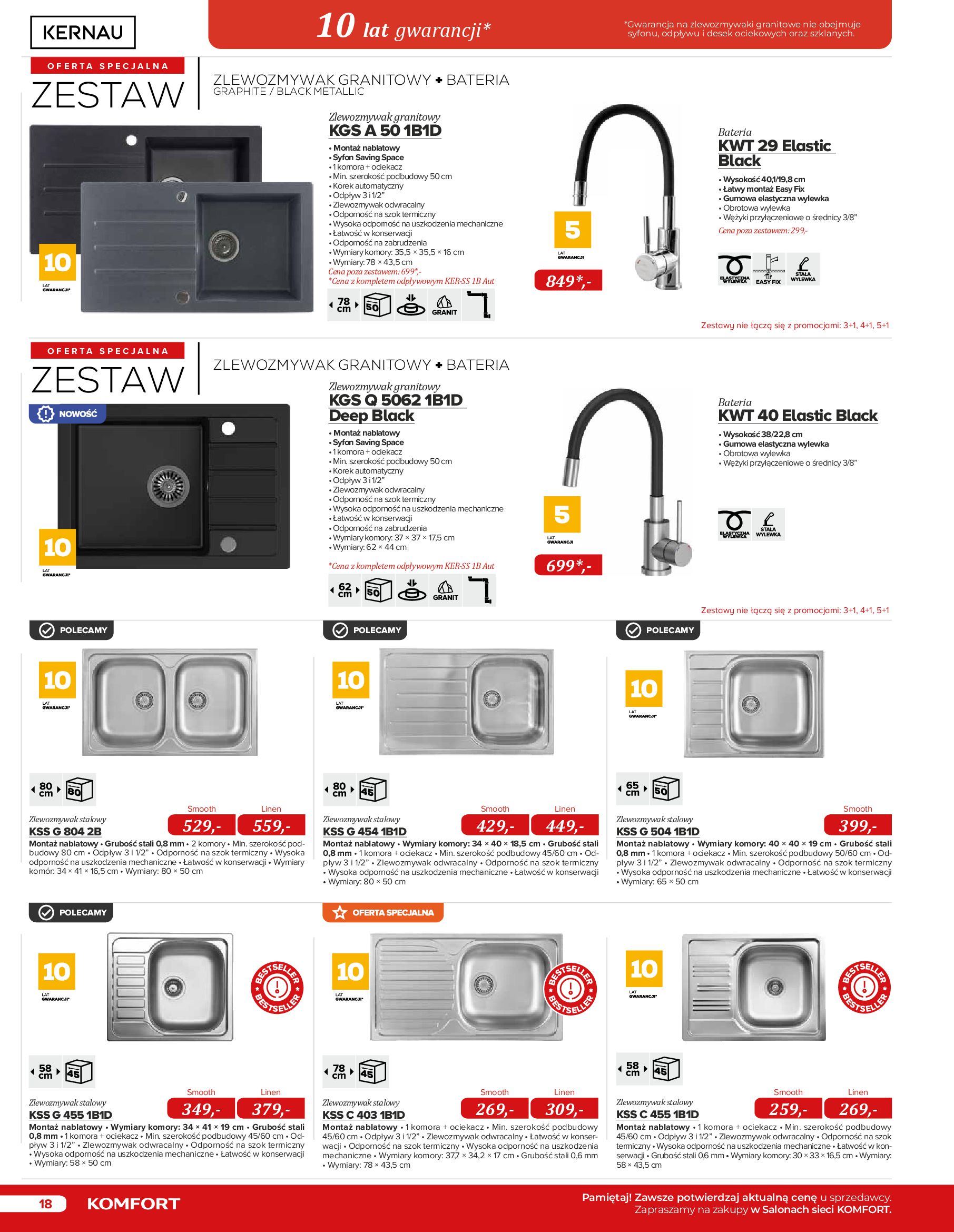 Gazetka Komfort: Katalog Komfort - Urządzenia AGD/zlewozmywaki/ baterie kuchenne 2022-11-03 page-18