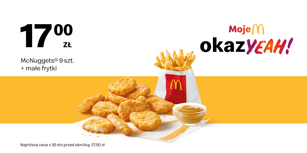 McDonald's: 17 zł McNuggets® 9 szt. + małe frytki 29.05.2023