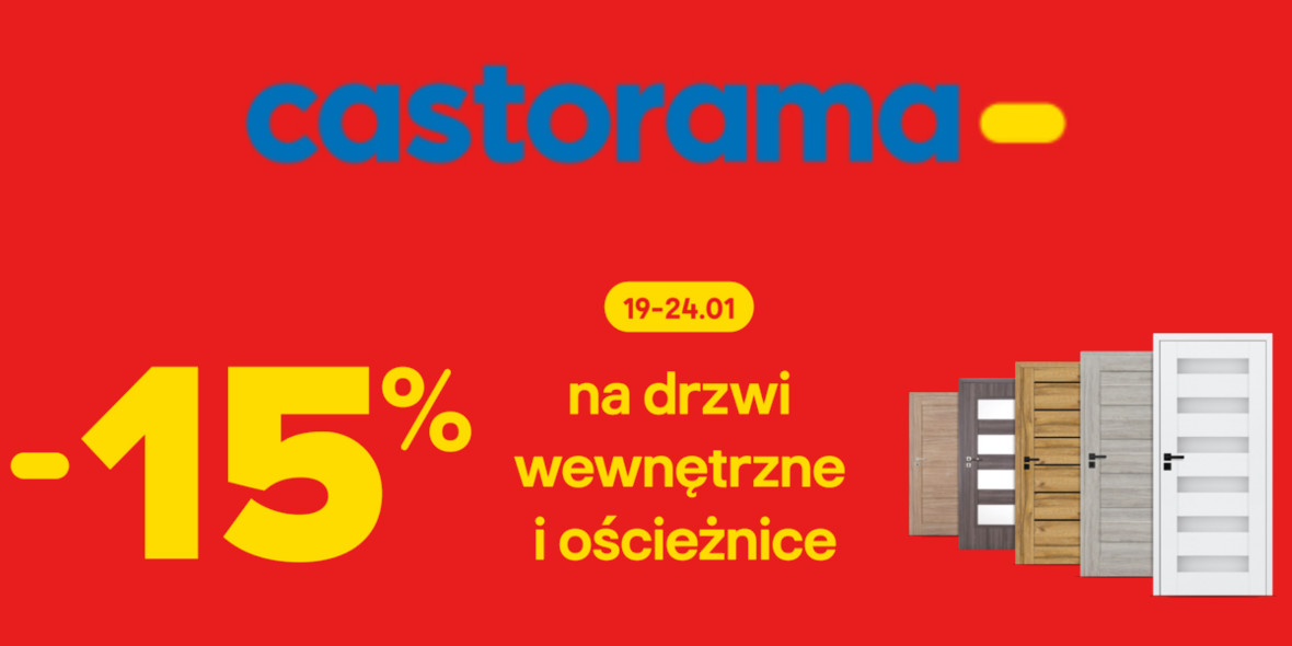 Castorama:  -15% rabatu na drzwi wewnętrzne i ościeżnice 19.01.2022