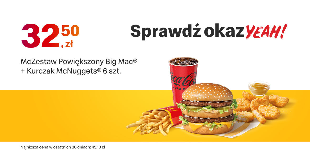 McDonald's: 32,50 zł McZestaw Powiększony 23.01.2023