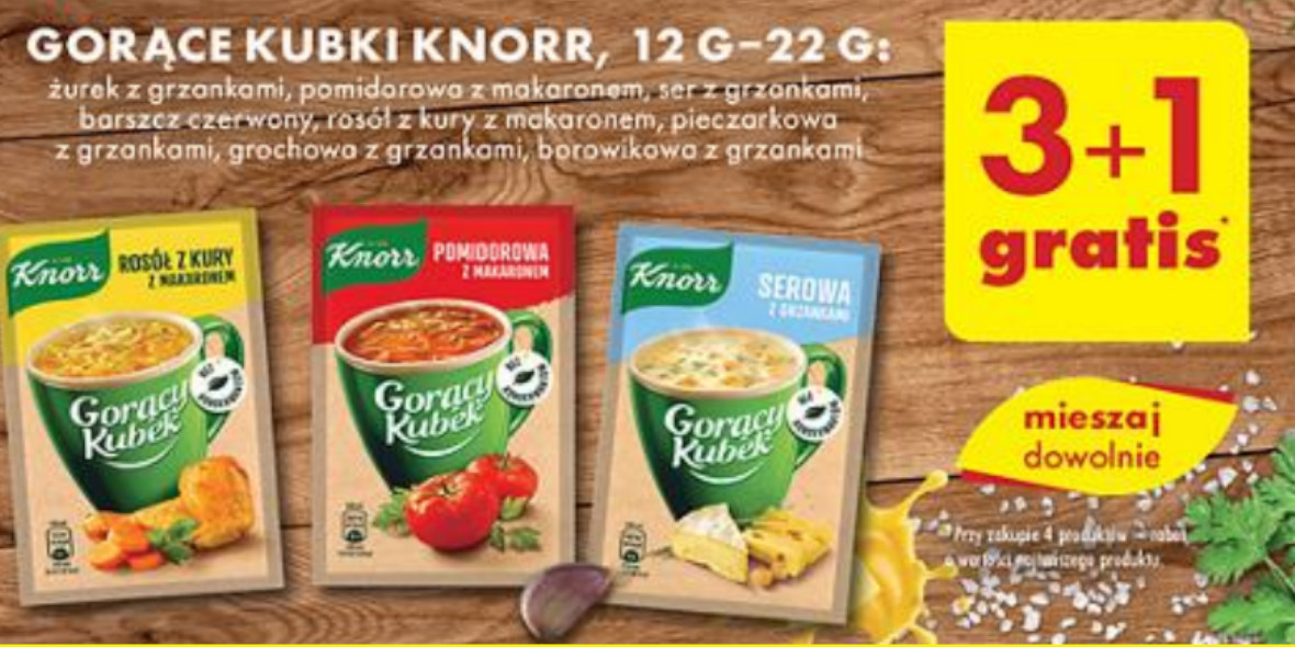 Biedronka: 3+1 GRATIS gorące kubki Knorr 25.04.2024
