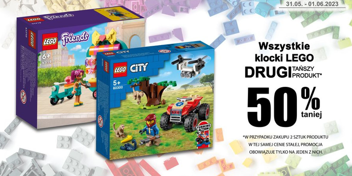 Dino: -50% na drugi zestaw LEGO 31.05.2023