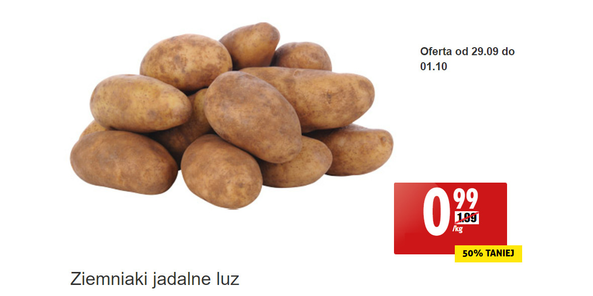Biedronka: -50% na ziemniaki jadalne 29.09.2022