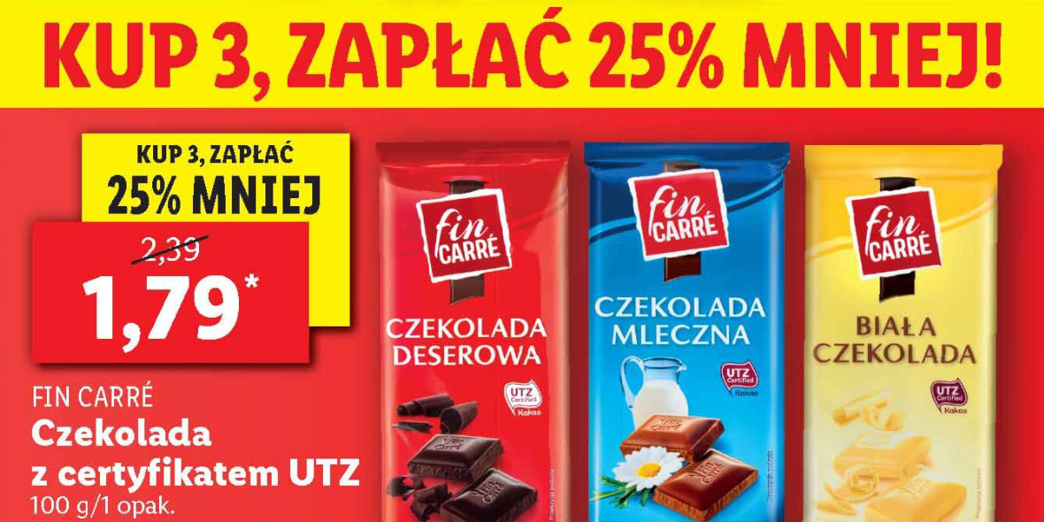 Lidl: -25% na czekolady Fin Carre 13.01.2022
