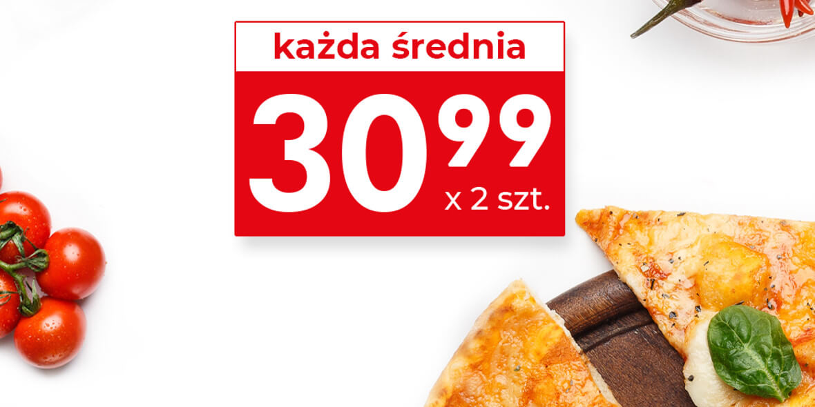 Telepizza: 30,99 zł każda dowolna średnia pizza do 4 składników 04.02.2022
