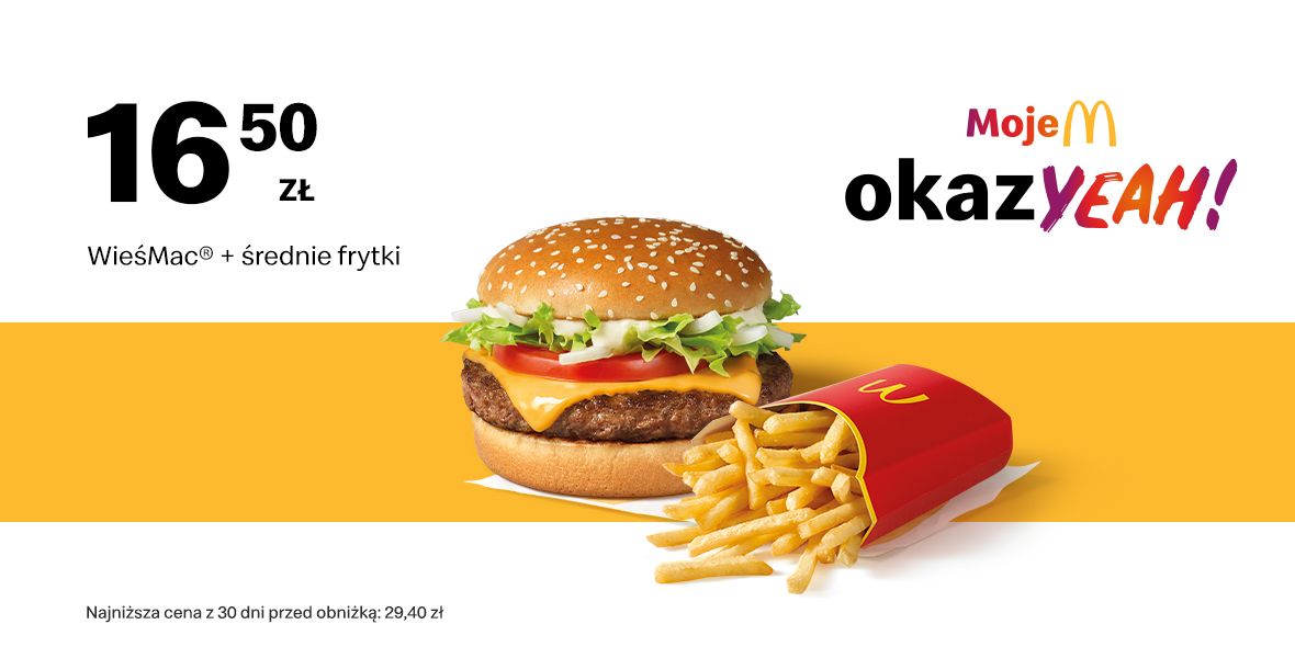 McDonald's: 16,50 zł WieśMac® + Średnie frytki 20.05.2024