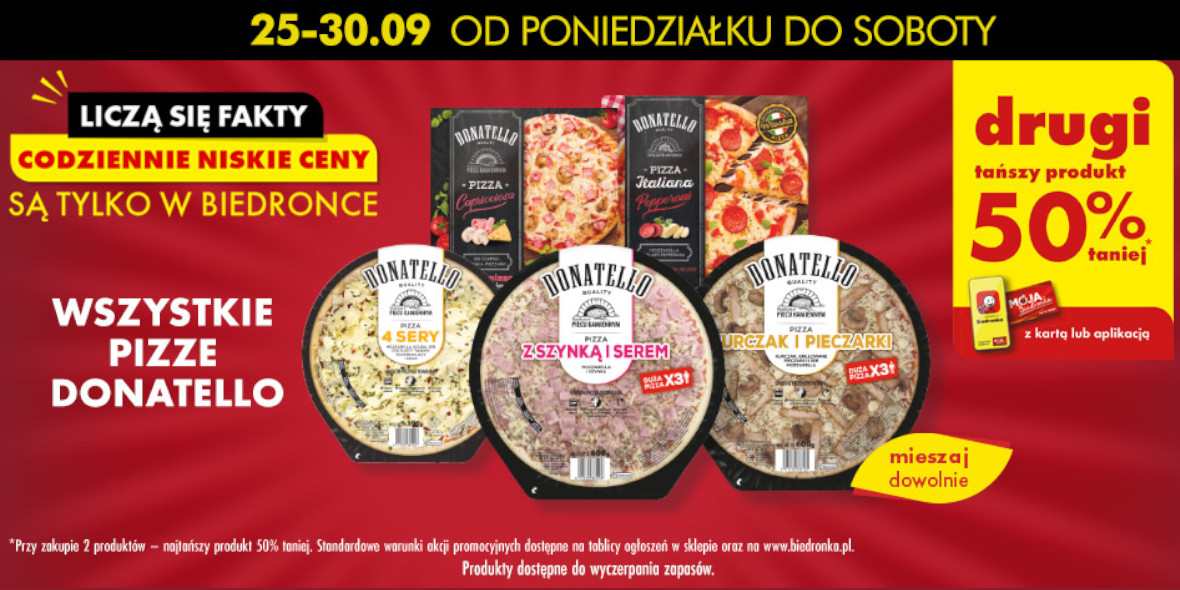 Biedronka: -50% na wszystkie Pizze Donatello 25.09.2023