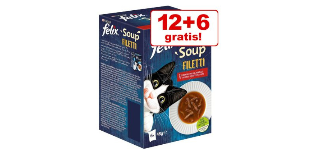 zooplus: 12+6 GRATIS Felix Soup/Filet, 18 x 48 g 21.03.2023