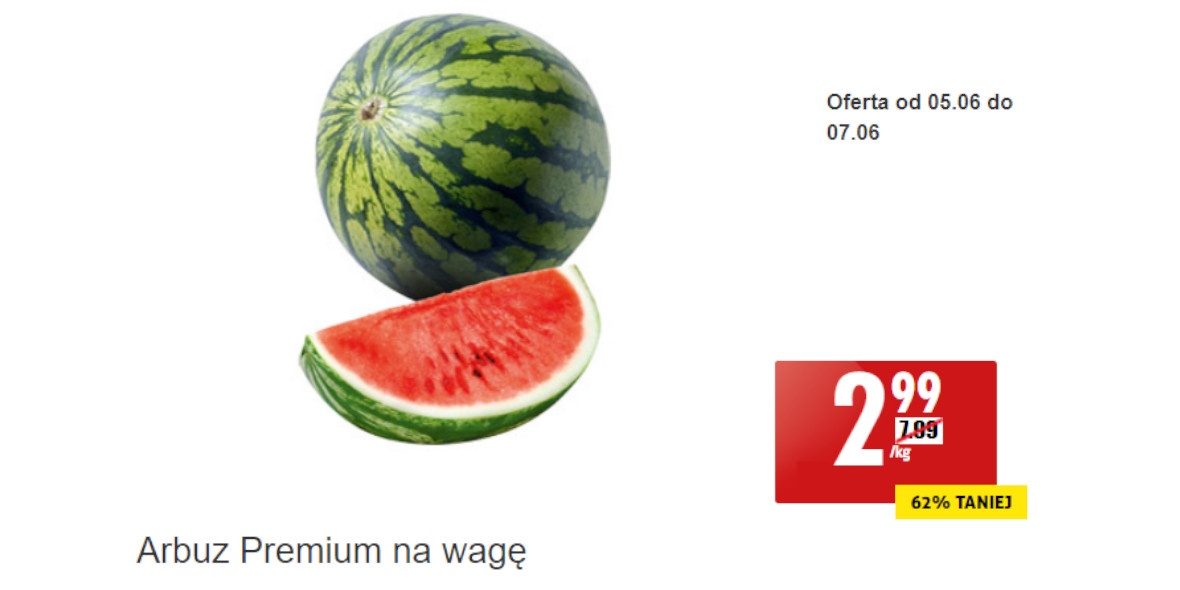 Biedronka: -62% na arbuza Premium na wagę 05.06.2023