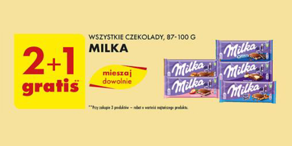 Biedronka: 2+1 GRATIS wszystkie czekolady Milka 29.11.2023