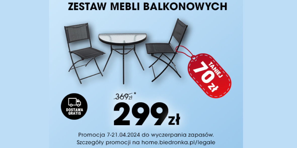 Biedronka Home: -70% na zestaw mebli balkonowych JUMI 11.04.2024