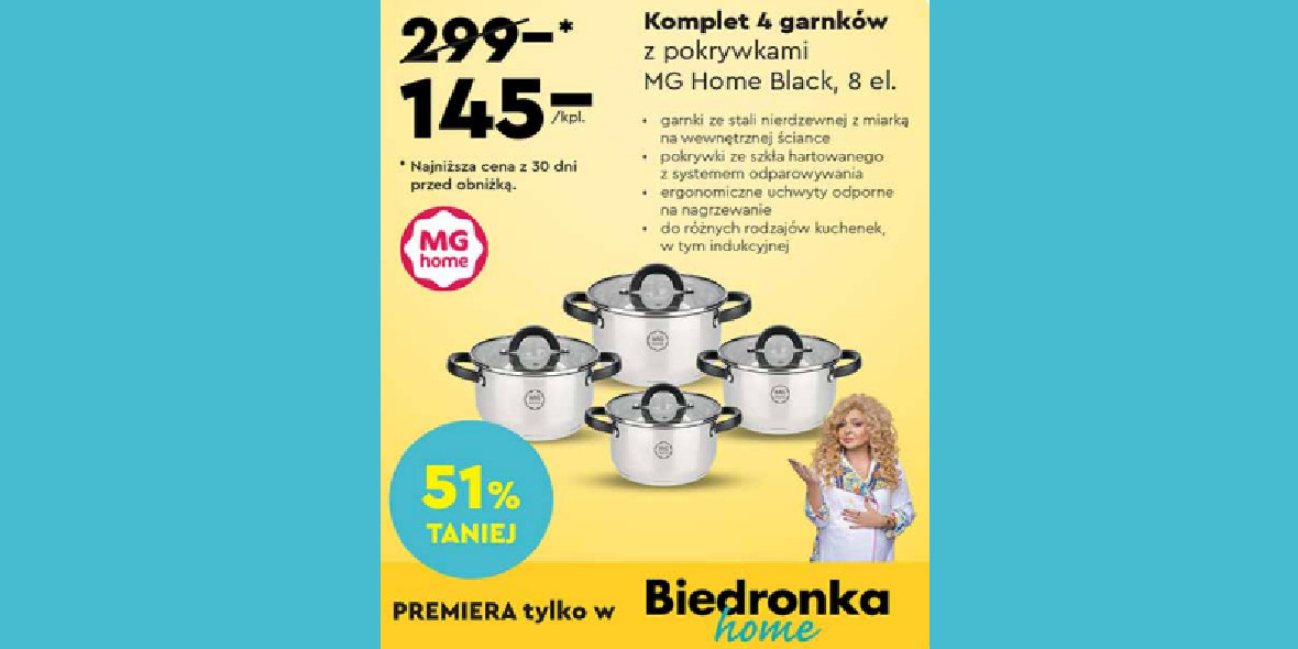 Biedronka Home: -51% na komplet 4 garnków  MG Home Black