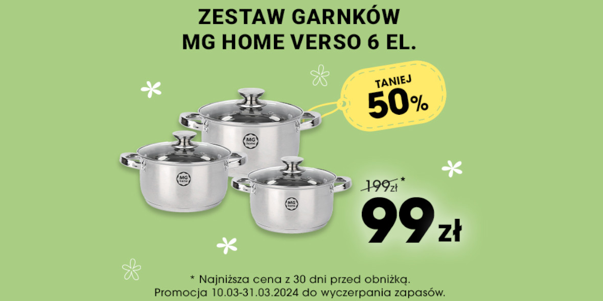 Biedronka Home: -50% na zestaw garnków z serii MG HOME Verso 13.03.2024
