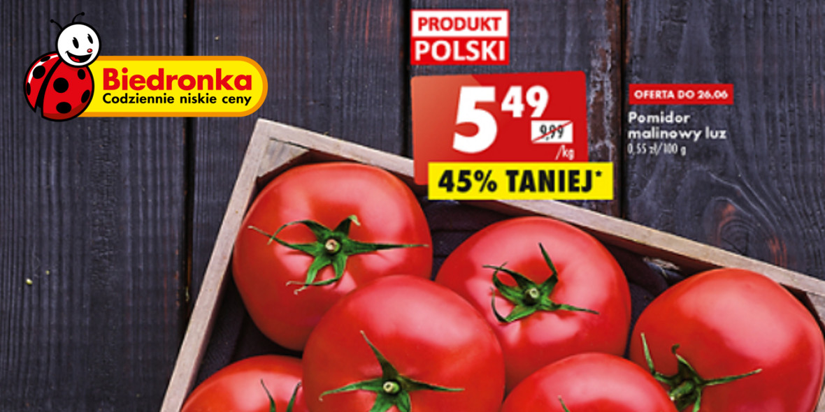 Biedronka: -45% na polskie pomidory malinowe 23.06.2022