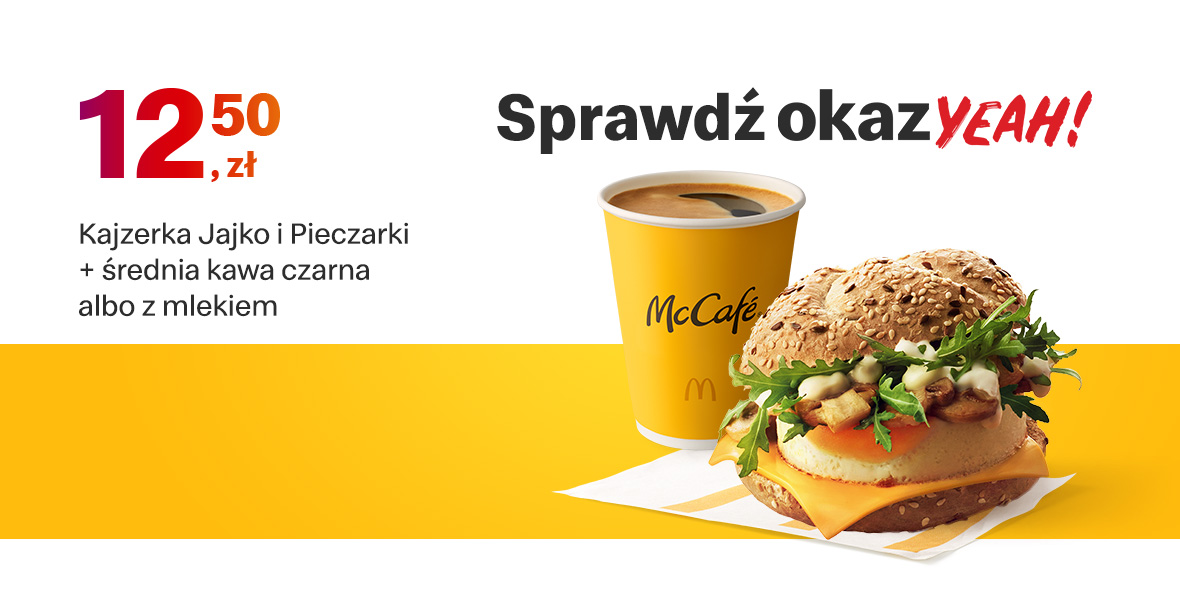 McDonald's: 12,50 zł Kajzerka Jajko i Pieczarki + średnia kawa 26.09.2022