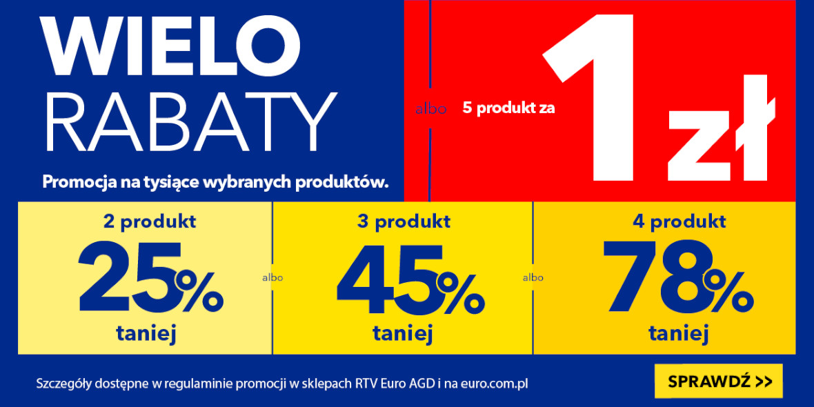 RTV EURO AGD: Do -78% lub piąty produkt za 1 zł 06.08.2022