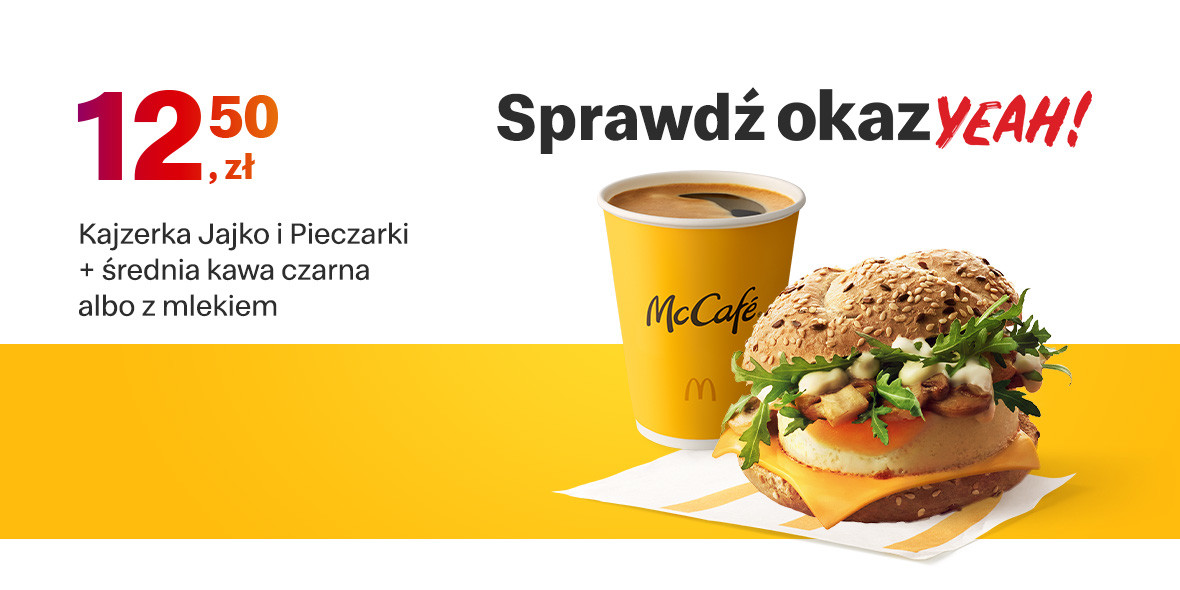 McDonald's: 12,50 zł Kajzerka Jajko i Pieczarki + średnia kawa 20.06.2022