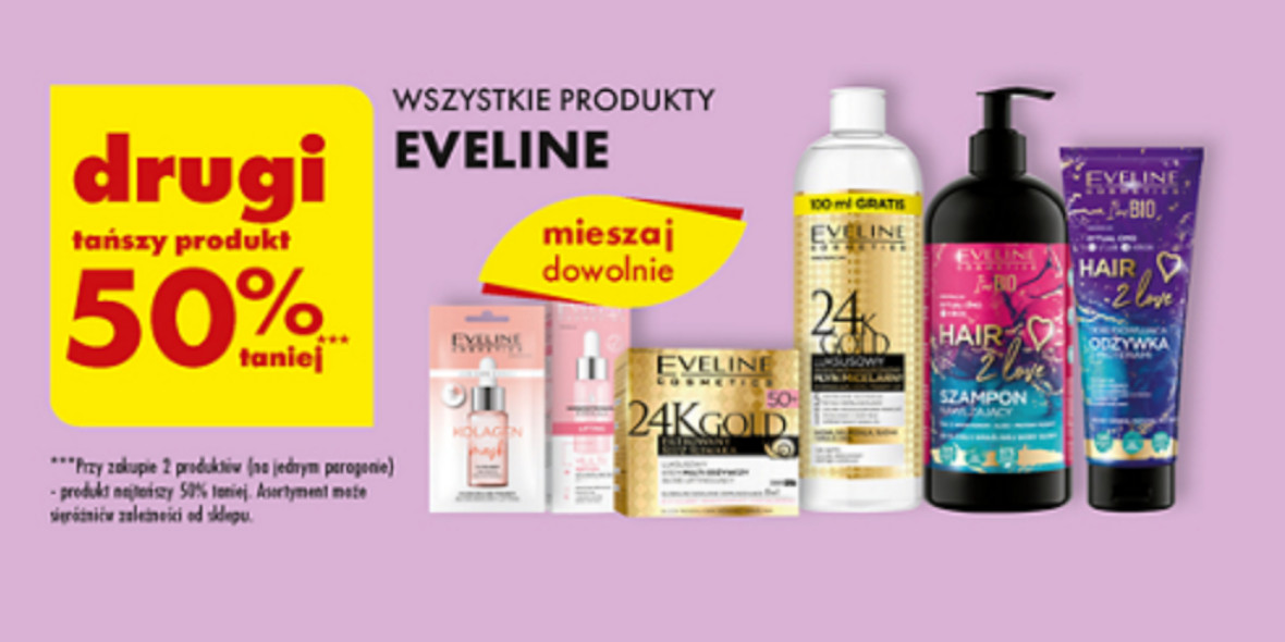 Biedronka: -50% na wszystkie produkty Eveline - drugi produkt 21.03.2023