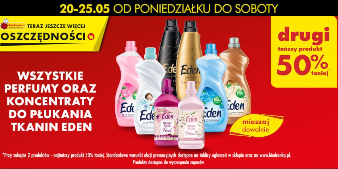 Biedronka: -50% na perfumy i koncentraty do płukania tkanin Eden 20.05.2024