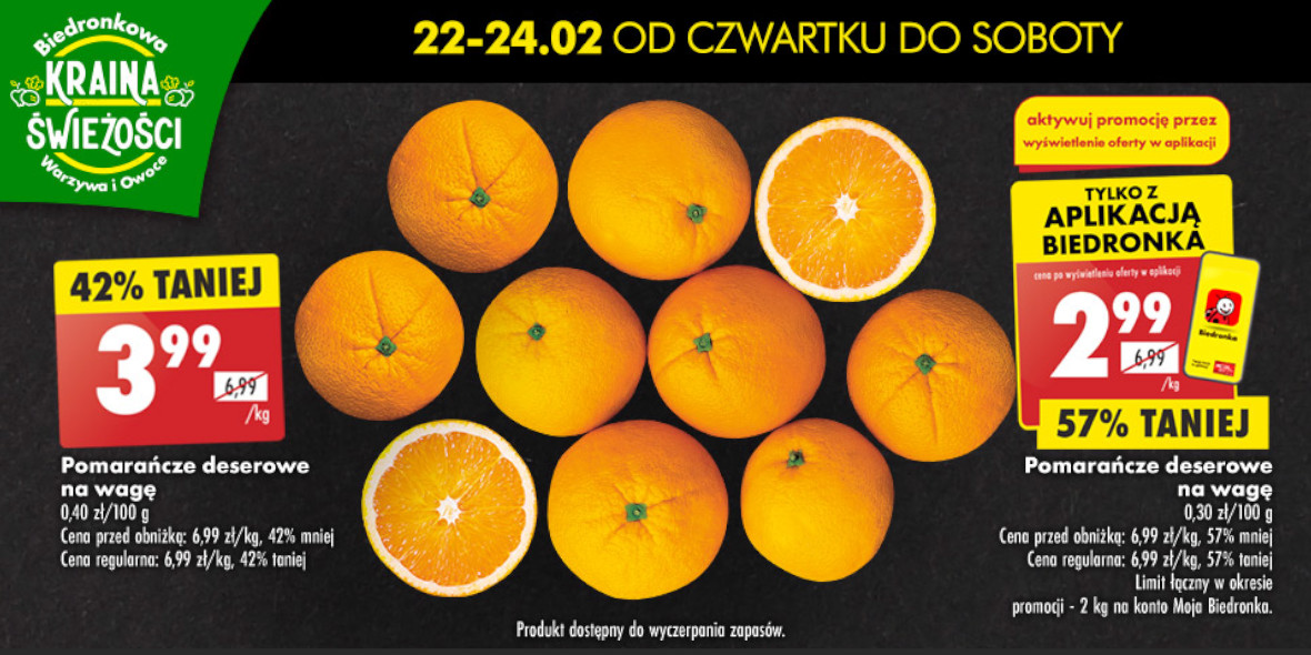 Biedronka: Do -57% na pomarańcze 22.02.2024