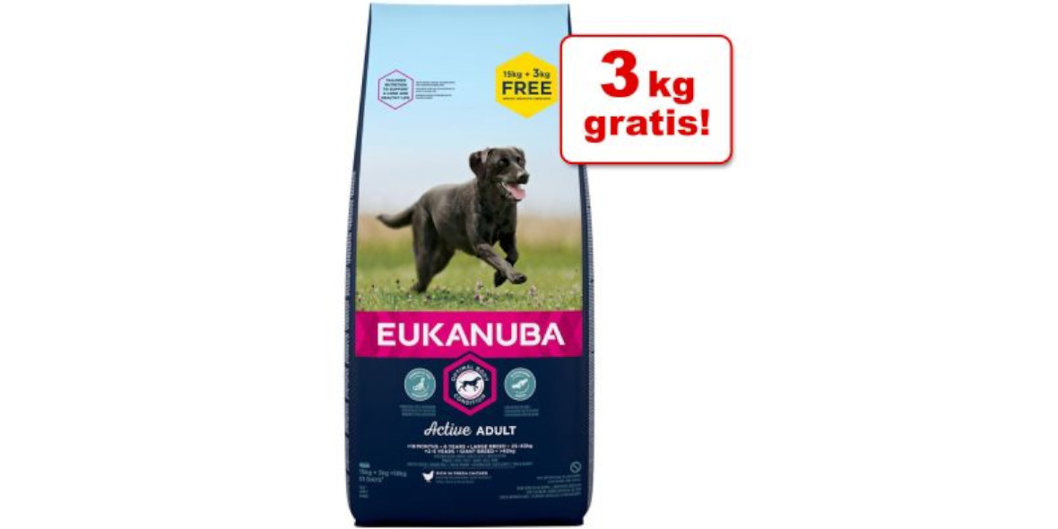 zooplus:  15 + 3 kg GRATIS - karma dla psa Eukanuba, 18 kg 04.01.2023