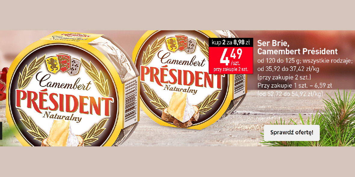 Stokrotka Supermarket: 4,49 zł za ser Brie Camembert President 24.11.2023