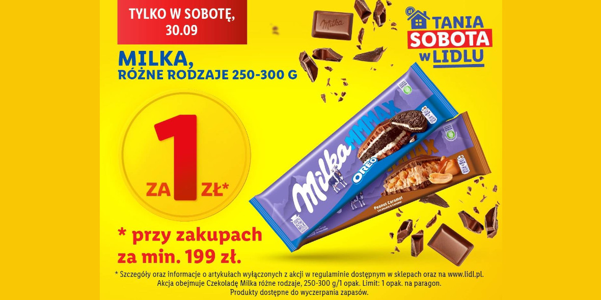 Lidl: 1 zł za czekoladę Milka MMMAX 30.09.2023