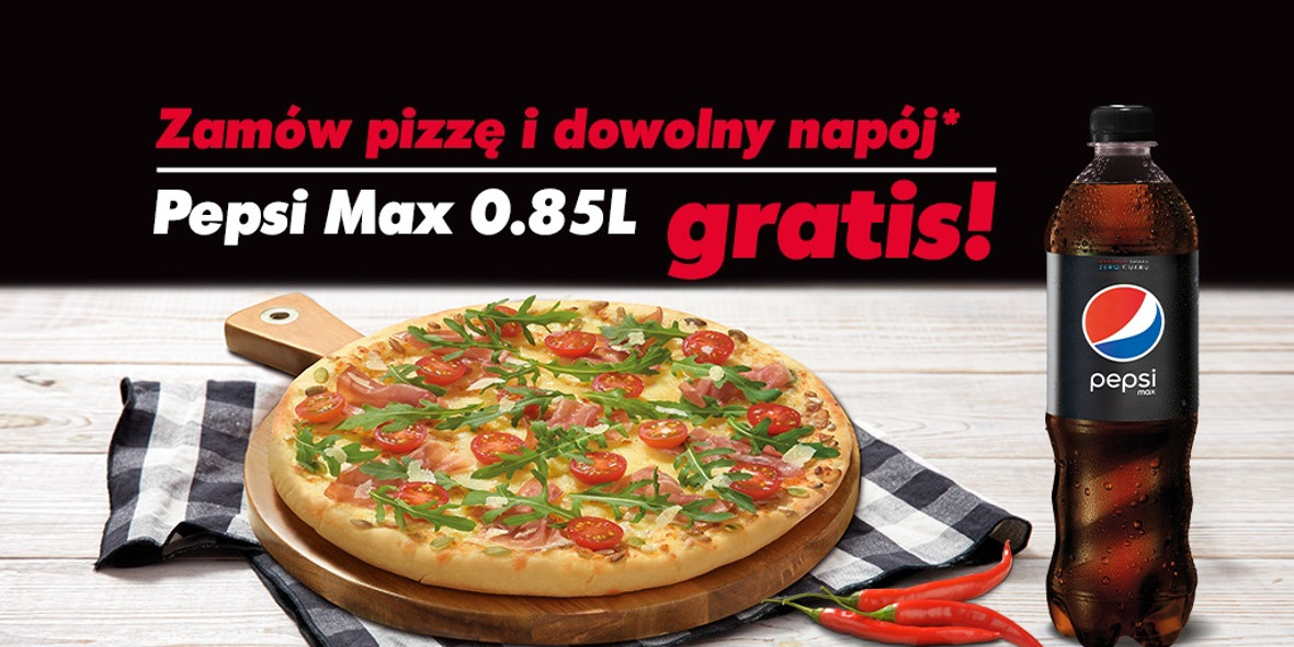 Telepizza:  Gratis Pepsi Max przy zamówieniu pizzy 17.01.2022
