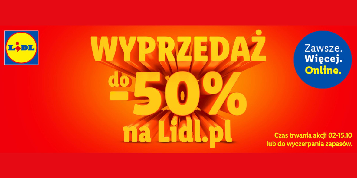 Lidl: ONLINE Do -50% na wyprzedaży w Lidl.pl 02.10.2023