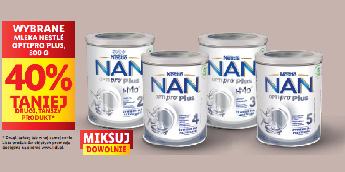 Lidl: -40% na wybrane mleka Nestle Optipro Plus 26.09.2023