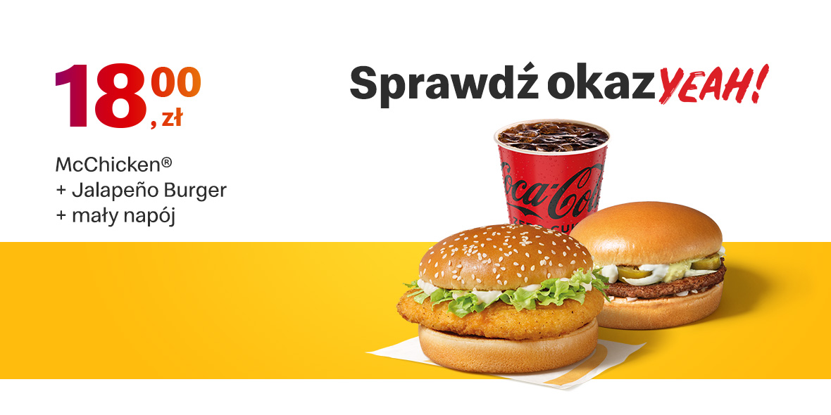 McDonald's: 18 zł McChicken® + Jalapeno Burger + mały napój 26.09.2022