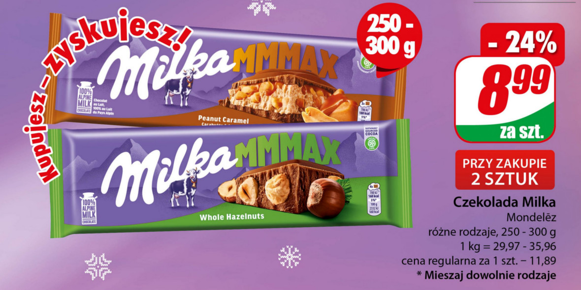Dino: -24% na czekoladę Milka 05.12.2022