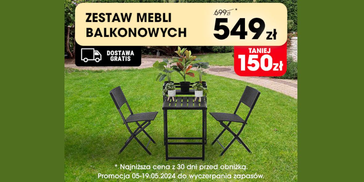 Biedronka Home: -150 zł na zestaw mebli balkonowych 05.05.2024