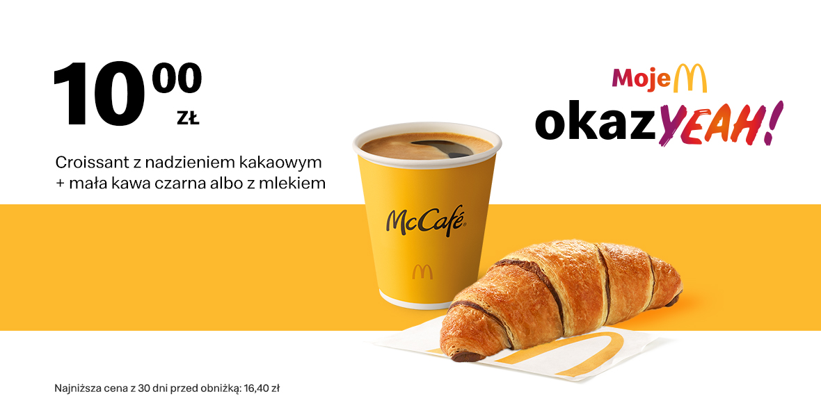McDonald's: 10 zł Croissant z nadzieniem kakaowym + mała kawa 27.11.2023