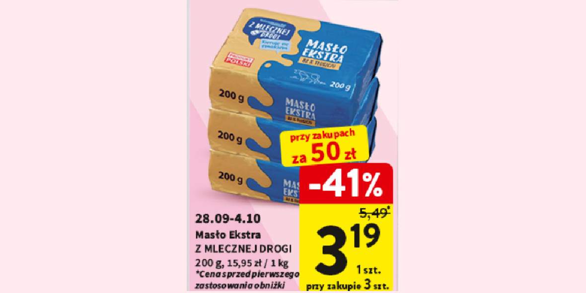 Intermarche: -41% na Masło Extra z Mlecznej Drogi 28.09.2023