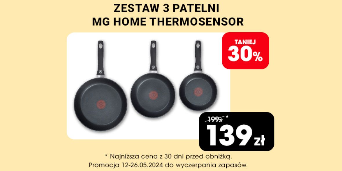 Biedronka Home: -30% na zestaw patelni MG HOME z linii Thermo Sensor 15.05.2024