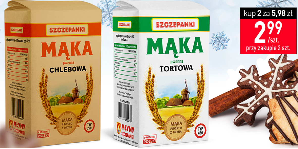 Stokrotka Supermarket: 2,99 zł/szt. za mąkę pszenną 08.12.2022
