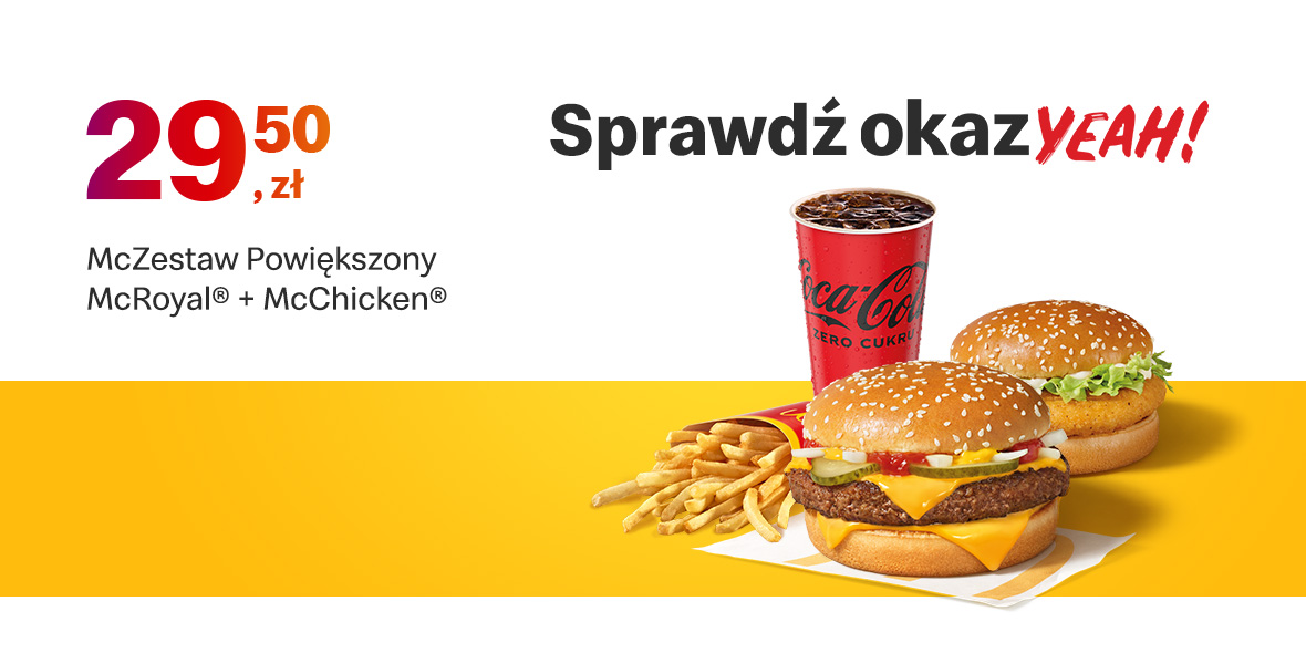 McDonald's: 29,50 zł McZestaw Powiększony 22.05.2022