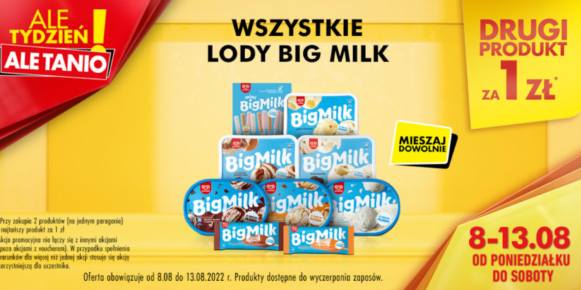 Biedronka: 1 zł za lody Big Milk 08.08.2022