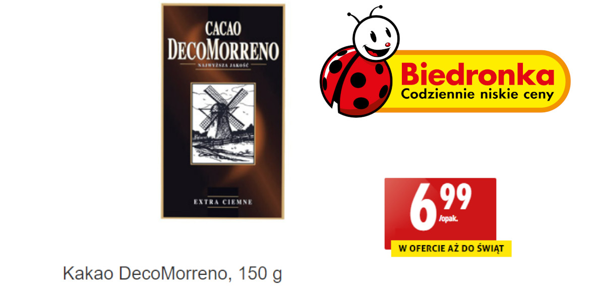 Biedronka: 6,99 zł za kakao DecoMorreno, 150 g 15.11.2022