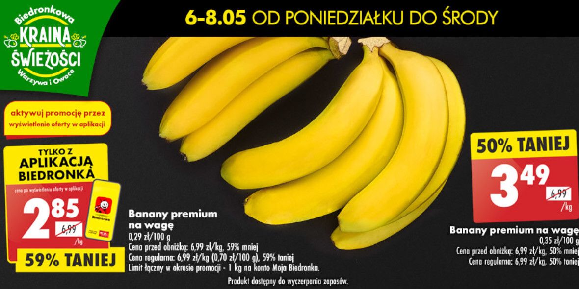 Biedronka: Do -59% na banany premium na wagę 06.05.2024