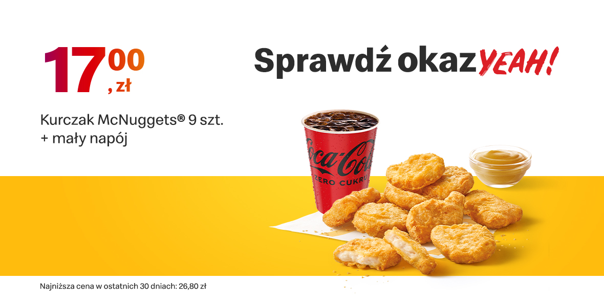 McDonald's: 17 zł Kurczak McNuggets® 9 szt. + średnie frytki 23.01.2023