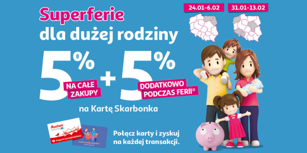 Auchan: 5%+5% na Kartę Skarbonka 01.01.0001