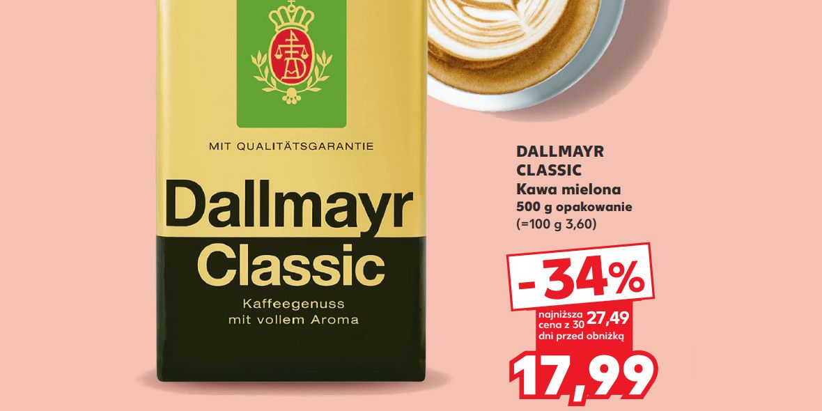 Kaufland: -34% na kawę mieloną DALLMAYR  CLASSIC 09.05.2024
