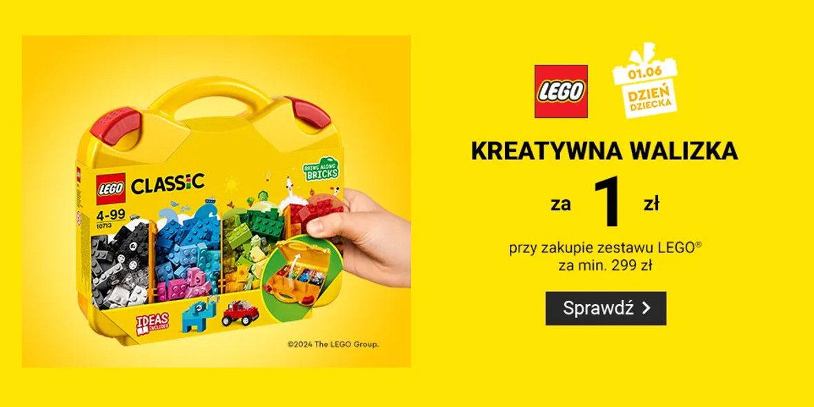 Smyk:  Kreatywna walizka LEGO za 1 zł 08.05.2024